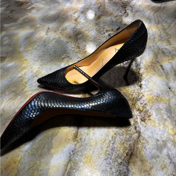 Elegant Blue metallic snakeskin heels - Picture 4 of 4